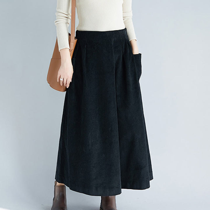 Buddha Stones Women's Plain Side Zipper Design Wide Leg Corduroy 7-8 Length Pants With Pockets - image 17