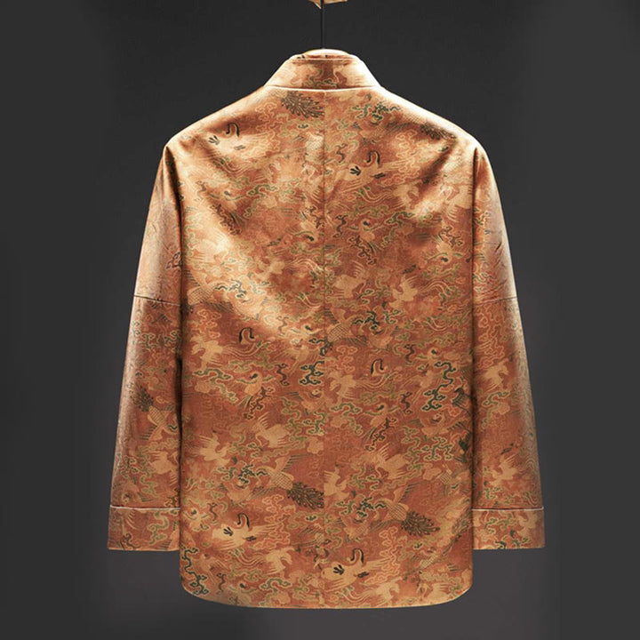 Buddha Stones 100% Mulberry Silk 30 Momme Phoenix Auspicious Clouds Long Sleeve Men's Jacket - image 1