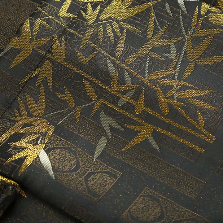 Buddha Stones Golden Bamboo Jacquard Frog-Button Long Sleeve Men's Jacket With Pockets - image 9