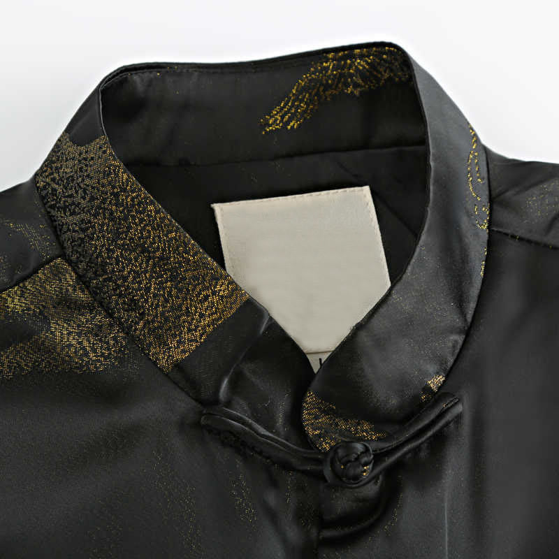 Buddha Stones Cloud-Dyed Golden Mountain Crane Frog-Button Long Sleeve Men's Jacket With Pockets - image 4