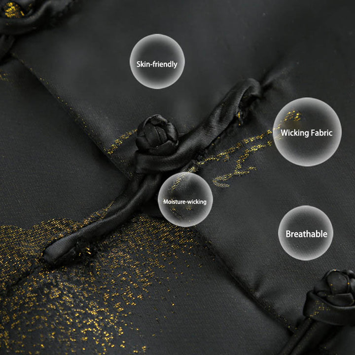 Buddha Stones Cloud-Dyed Golden Mountain Crane Frog-Button Long Sleeve Men's Jacket With Pockets - image 6