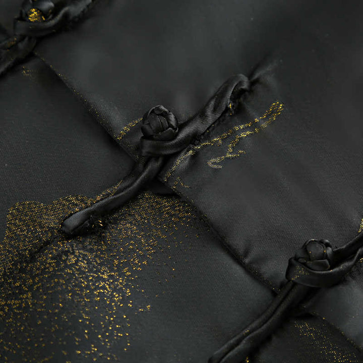 Buddha Stones Cloud-Dyed Golden Mountain Crane Frog-Button Long Sleeve Men's Jacket With Pockets - image 7