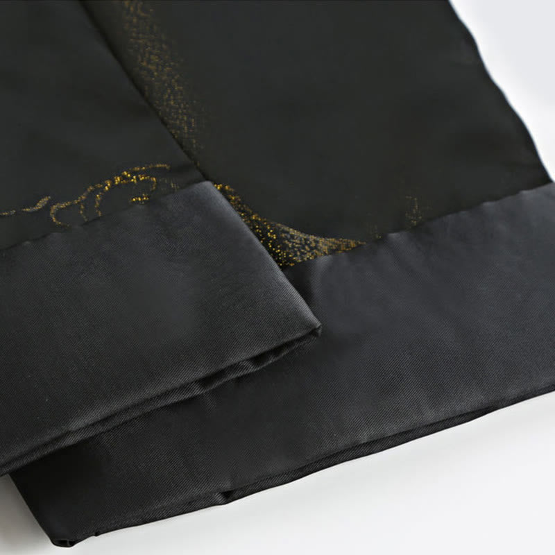 Buddha Stones Cloud-Dyed Golden Mountain Crane Frog-Button Long Sleeve Men's Jacket With Pockets - image 8