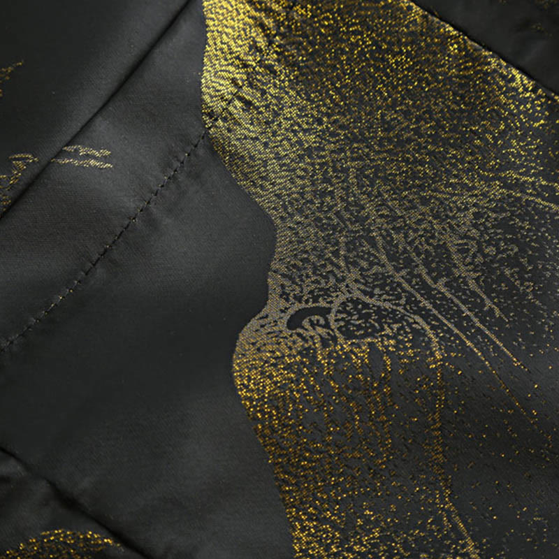 Buddha Stones Cloud-Dyed Golden Mountain Crane Frog-Button Long Sleeve Men's Jacket With Pockets - image 10