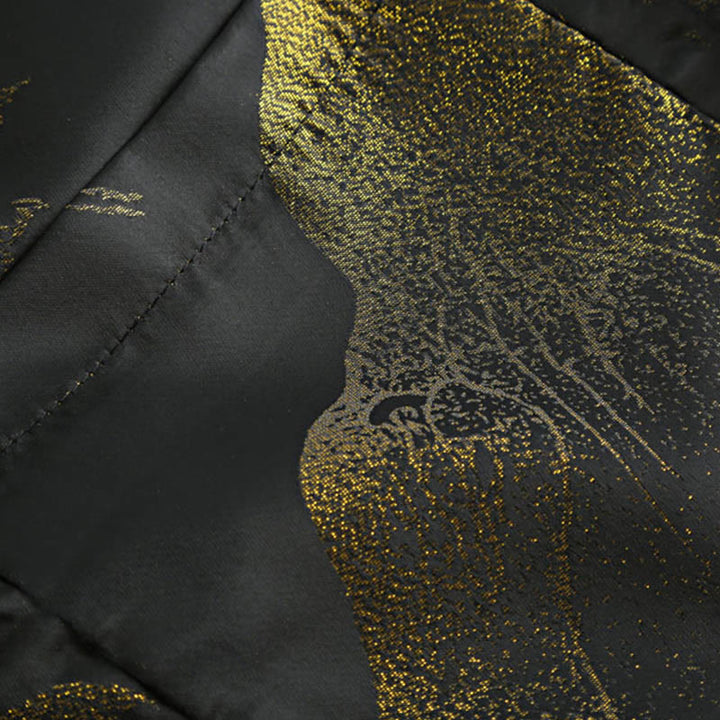 Buddha Stones Cloud-Dyed Golden Mountain Crane Frog-Button Long Sleeve Men's Jacket With Pockets - image 10