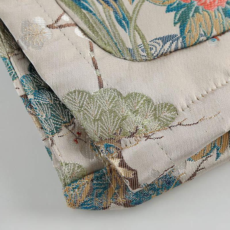 Buddha Stones Mandarin Duck Peony Flower Frog-Button Long Sleeve Men's Jacket With Pockets - image 7