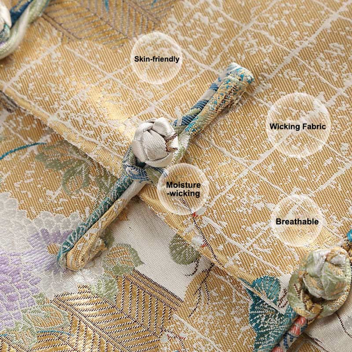 Buddha Stones Mandarin Duck Peony Flower Frog-Button Long Sleeve Men's Jacket With Pockets - image 5