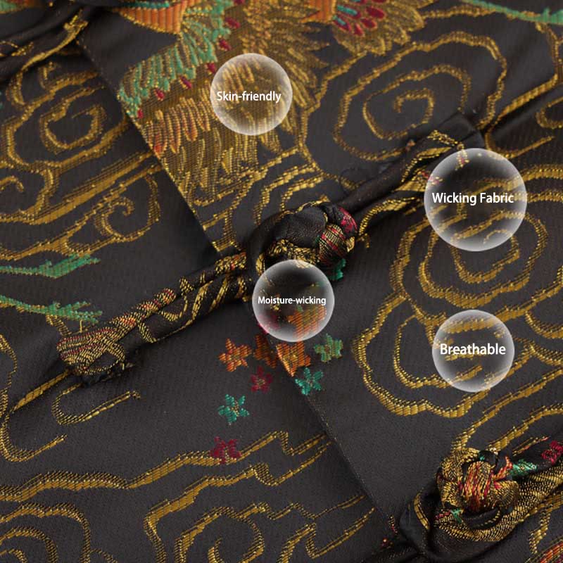 Buddha Stones Colorful Phoenix Auspicious Clouds Frog-Button Long Sleeve Men's Jacket With Pockets - image 4