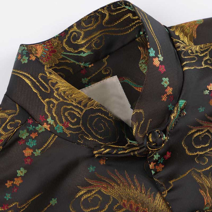 Buddha Stones Colorful Phoenix Auspicious Clouds Frog-Button Long Sleeve Men's Jacket With Pockets - image 5