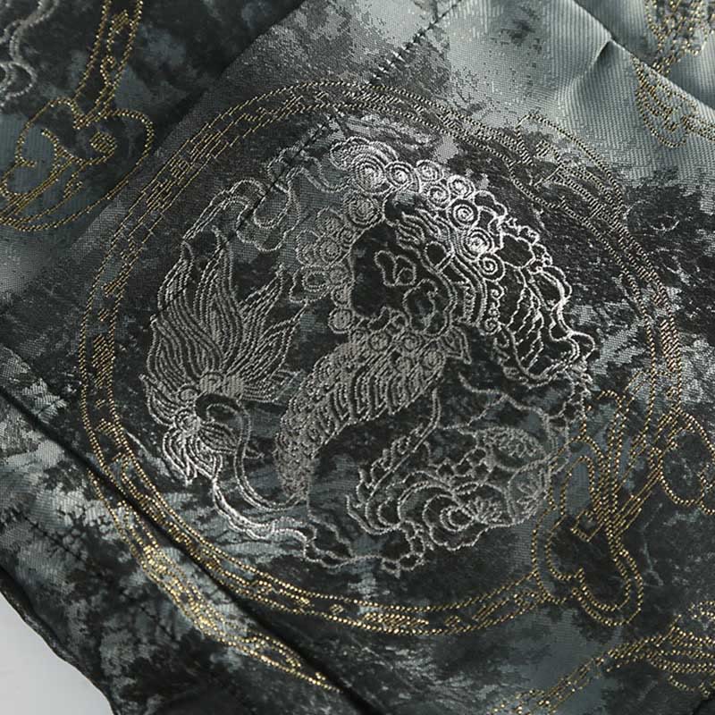 Buddha Stones Kirin Mountains Frog-Button Long Sleeve Men's Jacket With Pockets - image 9