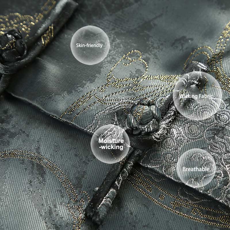 Buddha Stones Kirin Mountains Frog-Button Long Sleeve Men's Jacket With Pockets - image 5