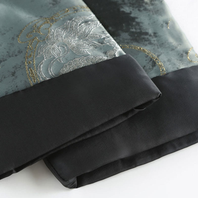 Buddha Stones Kirin Mountains Frog-Button Long Sleeve Men's Jacket With Pockets - image 10