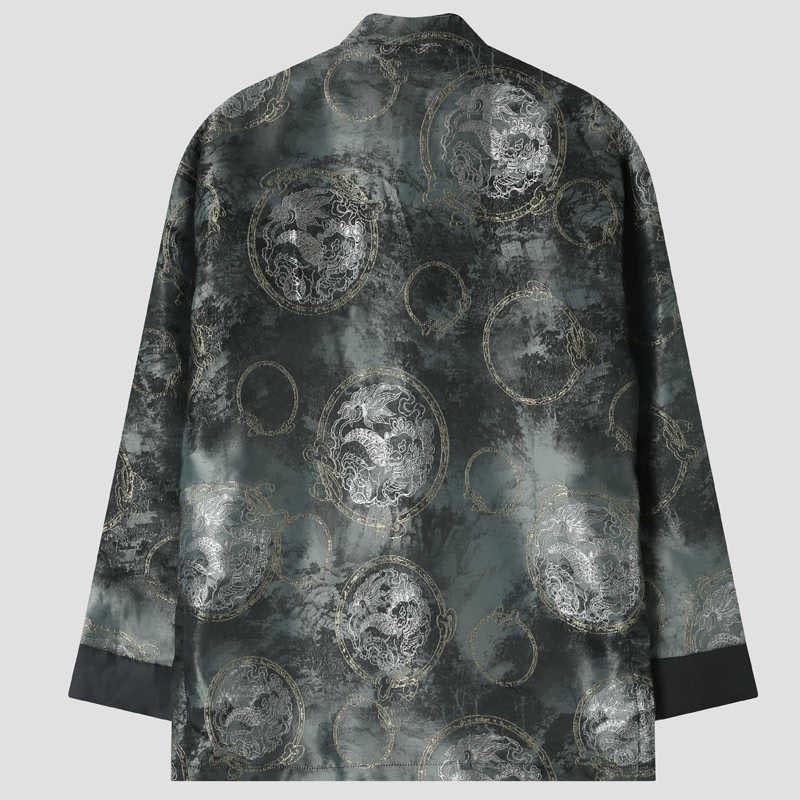 Buddha Stones Kirin Mountains Frog-Button Long Sleeve Men's Jacket With Pockets - image 1