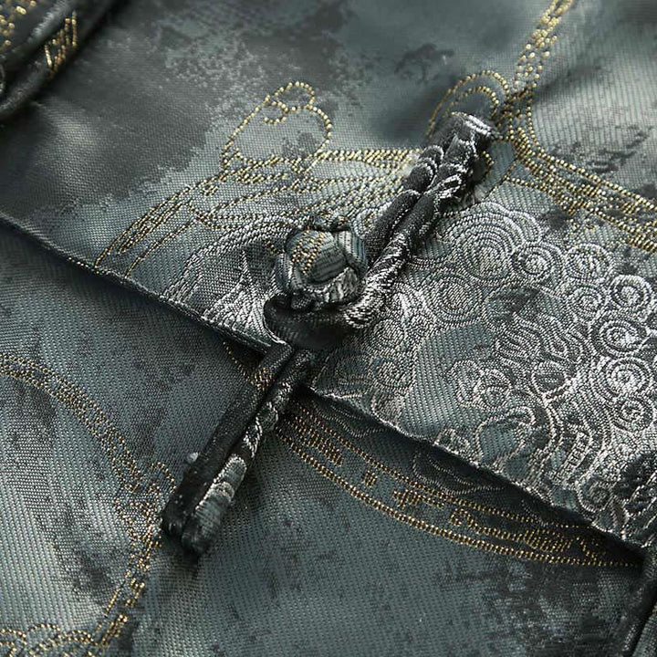 Buddha Stones Kirin Mountains Frog-Button Long Sleeve Men's Jacket With Pockets - image 6