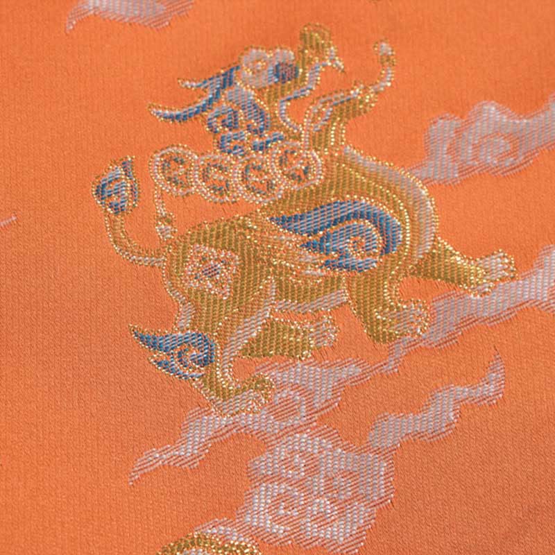 Buddha Stones Orange Kirin Auspicious Clouds Frog-Button Long Sleeve Men's Jacket With Pockets - image 10