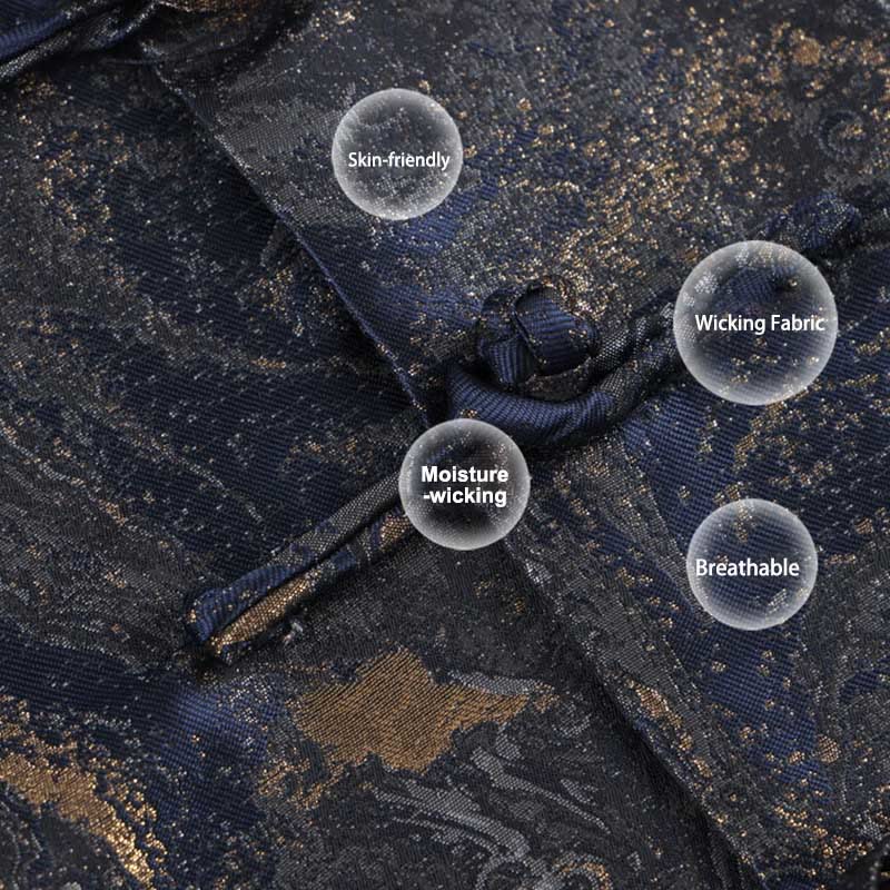 Buddha Stones Blue Flowing Water Mountains Frog-Button Long Sleeve Men's Jacket With Pockets - image 6