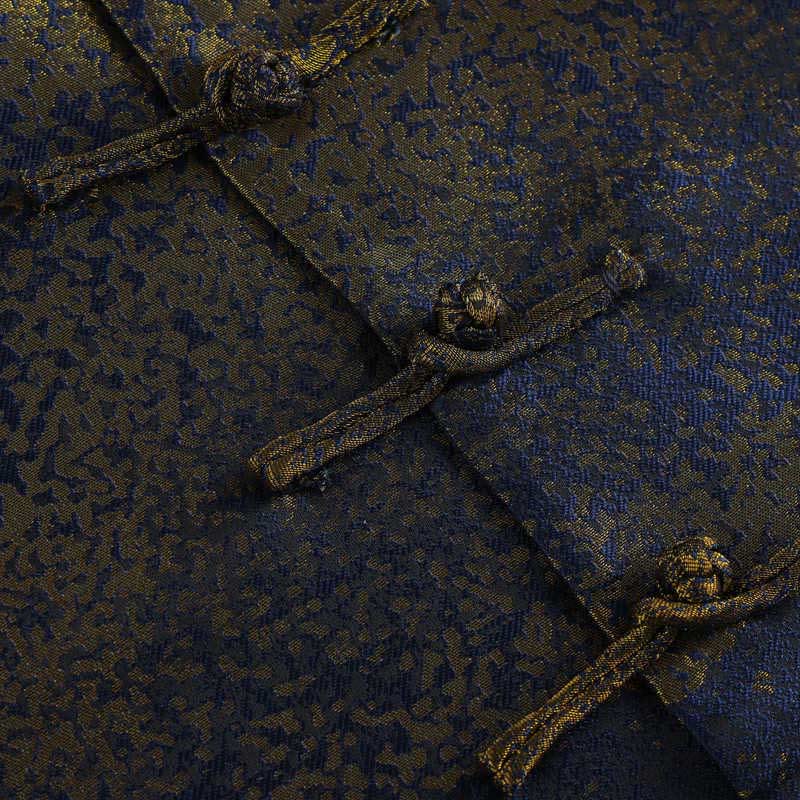 Buddha Stones Golden Desert Blue Flowers Frog-Button Long Sleeve Men's Jacket With Pockets - image 7