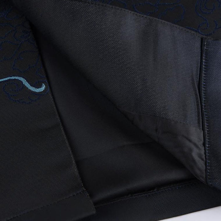 Buddha Stones Golden Desert Blue Flowers Frog-Button Long Sleeve Men's Jacket With Pockets - image 9