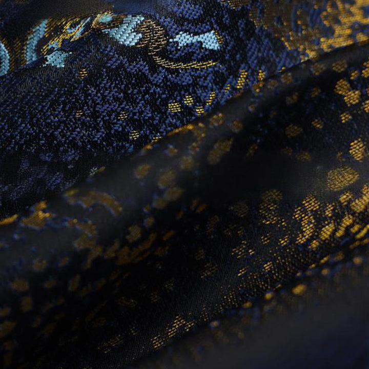 Buddha Stones Golden Desert Blue Flowers Frog-Button Long Sleeve Men's Jacket With Pockets - image 13