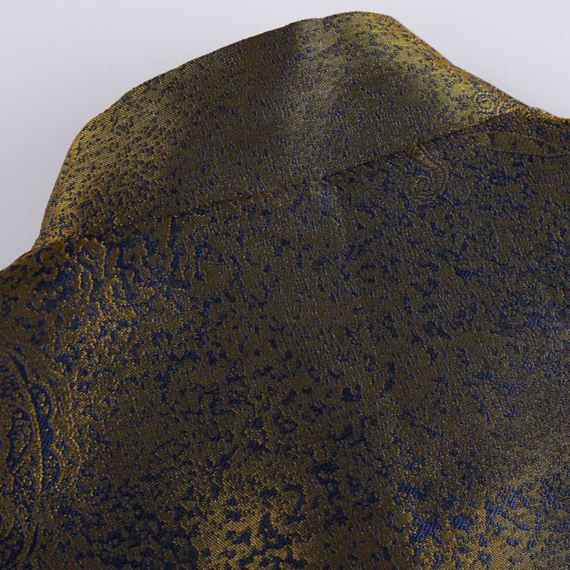 Buddha Stones Golden Desert Blue Flowers Frog-Button Long Sleeve Men's Jacket With Pockets - image 5