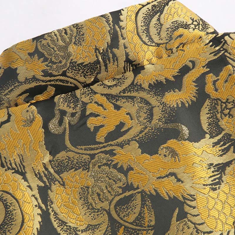 Buddha Stones Winter Dragon Jacquard Warm Frog-Button Long Sleeve Men's Jacket With Pockets - image 5