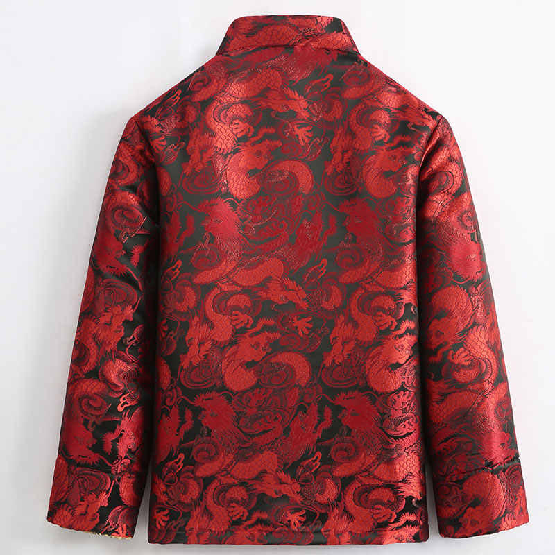 Buddha Stones Winter Dragon Jacquard Warm Frog-Button Long Sleeve Men's Jacket With Pockets - image 15