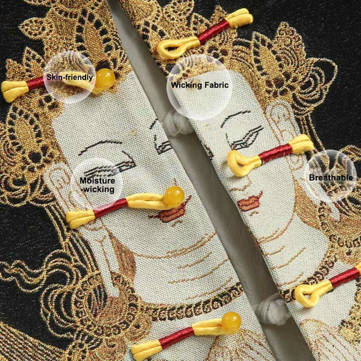 Buddha Stones Avalokitesvara Guanyin Frog-Button Long Sleeve Men's Jacket - image 5