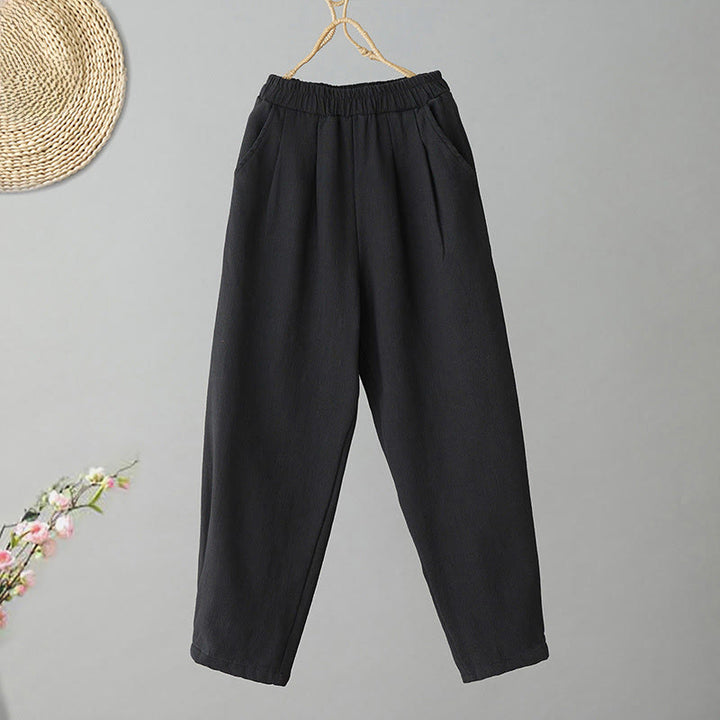 Buddha Stones Winter Women's Cotton Thermal Fleece-Lined Ankle-Length Pants With Pockets - Black - US8-10，UK/AU12-14，EU40-42 (2XL) - image 6