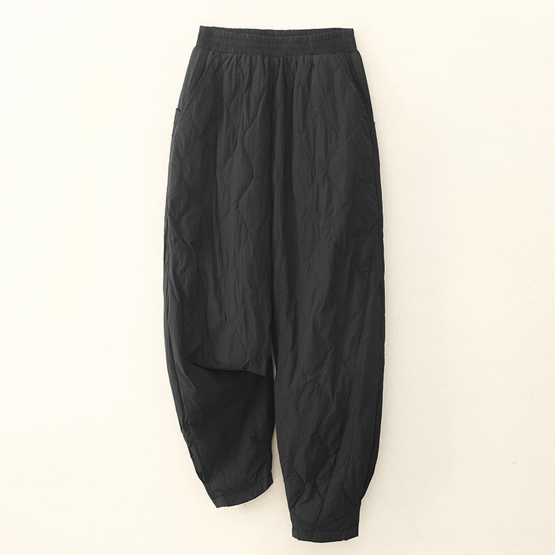 Buddha Stones Winter Solid Color Women's Cotton Thermal Pants With Pockets - Black - US8-10，UK/AU12-14，EU40-42 (2XL) - image 7