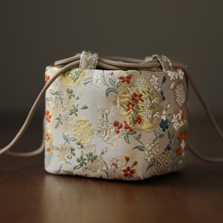 Buddha Stones Flowers Pattern Small Jewelry Storage Gift Bag 8*8*8cm - image 2