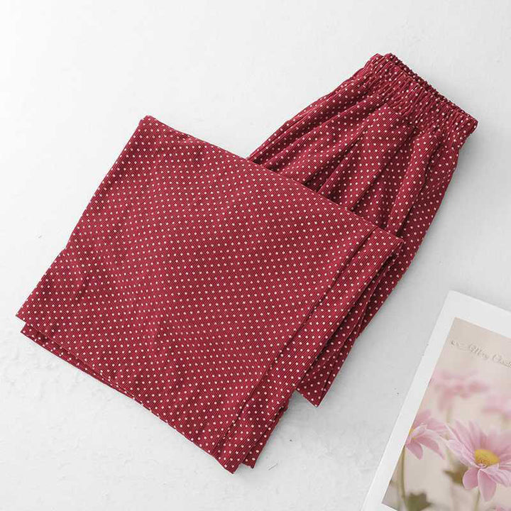 Buddha Stones Fall Dots Pattern High Waist Design Women's Wide Leg Pants With Pockets - image 2