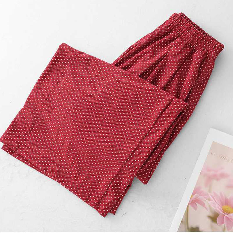 Buddha Stones Fall Dots Pattern High Waist Design Women's Wide Leg Pants With Pockets - image 4