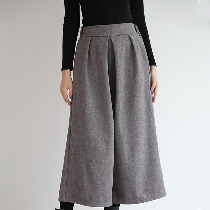 Buddha Stones Plain Elastic Waistband Design Women's 7-8 Length Wide Leg Pants With Pockets - image 1