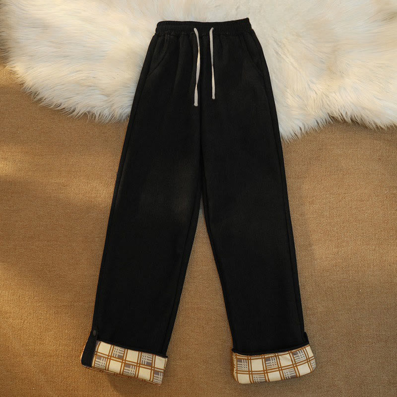 Buddha Stones Women's Patchwork Cotton Corduroy Fleece-Lined Wide Leg Pants With Pockets - image 13