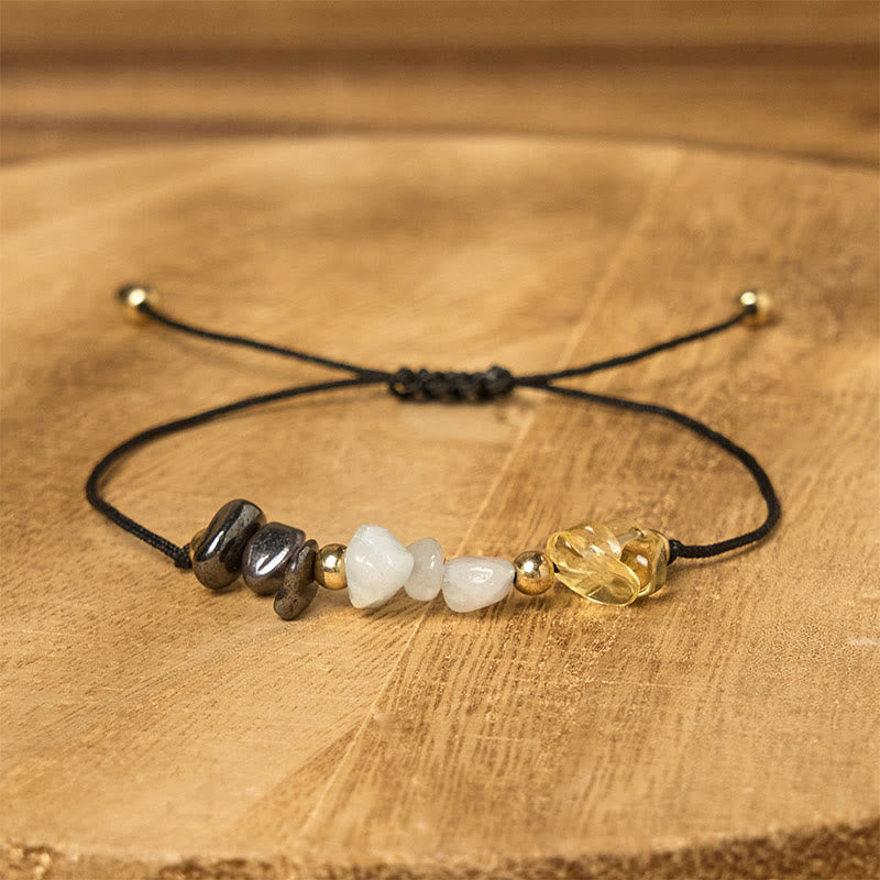 Buddha Stones Citrine Green Aventurine Pyrite Success Rope Card Bracelet - image 2