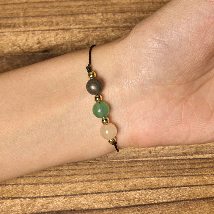 Buddha Stones Citrine Green Aventurine Pyrite Success Rope Card Bracelet - image 15