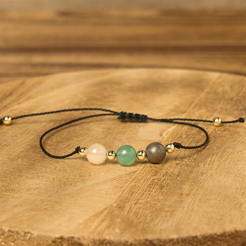 Buddha Stones Citrine Green Aventurine Pyrite Success Rope Card Bracelet - image 12