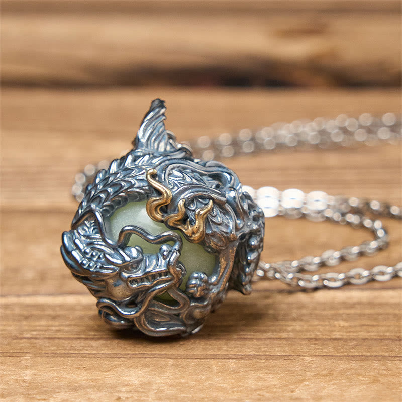Buddha Stones Copper Dragon Surrounding Bead Strength Pendant Necklace - image 3