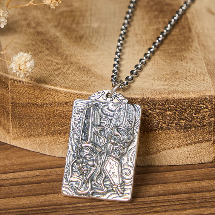 Buddha Stones Copper Black White Impermanence Pattern Balance Pendant Necklace - image 1
