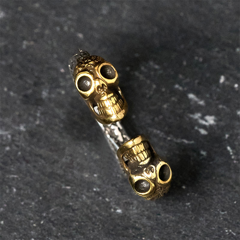 Buddha Stones The Lord Of The Corpse Forest Copper Double Skull Keep Away Evil Spirits Ring - image 1