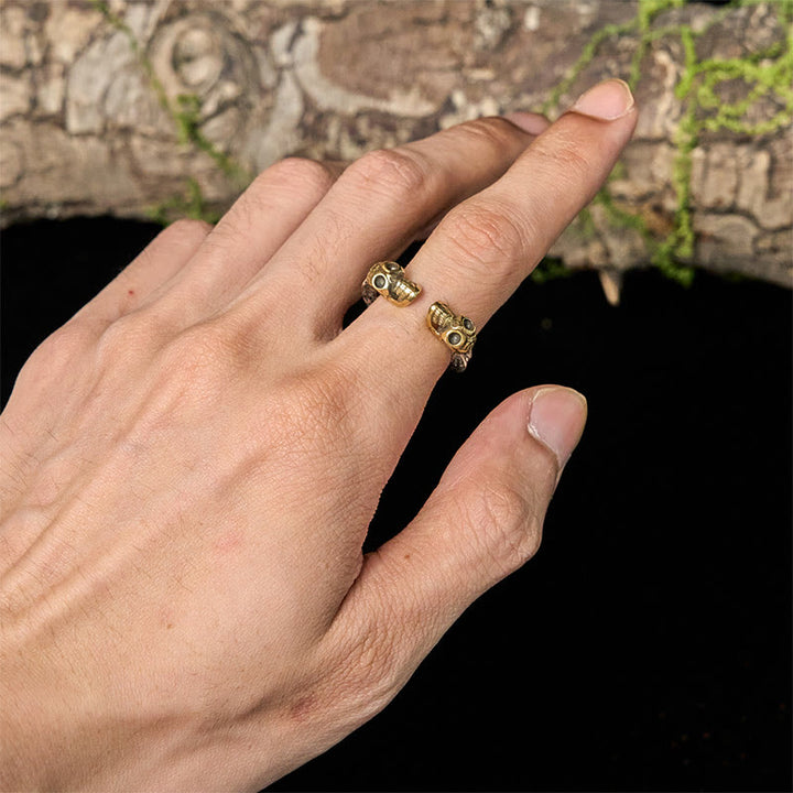 Buddha Stones The Lord Of The Corpse Forest Copper Double Skull Keep Away Evil Spirits Ring - image 4