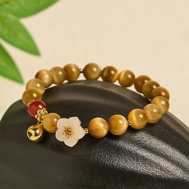 Buddha Stones Natural Golden Tiger Eye Bell Flower Courage Bracelet - image 1