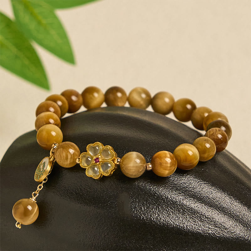 Buddha Stones Natural Golden Tiger Eye Bell Flower Courage Bracelet - image 6