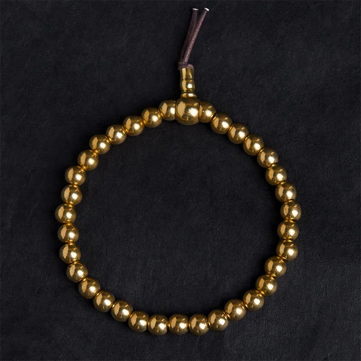 Buddha Stones Tibetan Retro Pure Copper Brass Bead Wealth Bracelet - image 1