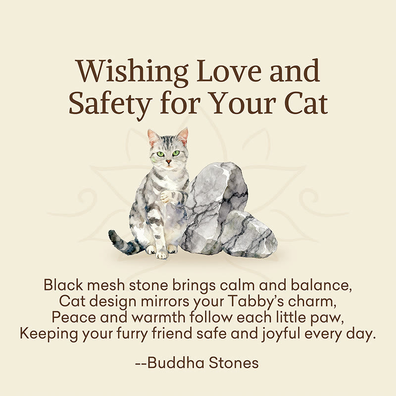 Buddha Stones "Wishing Love and Safety for Your Cat" Grey Tabby Bracelet Includes Gift Message Card - image 2