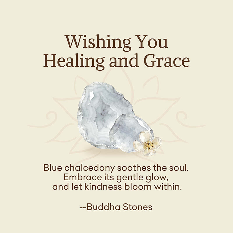 Buddha Stones "Wishing You Healing and Grace" Blue Chalcedony Bracelet Includes Gift Message Card - image 2