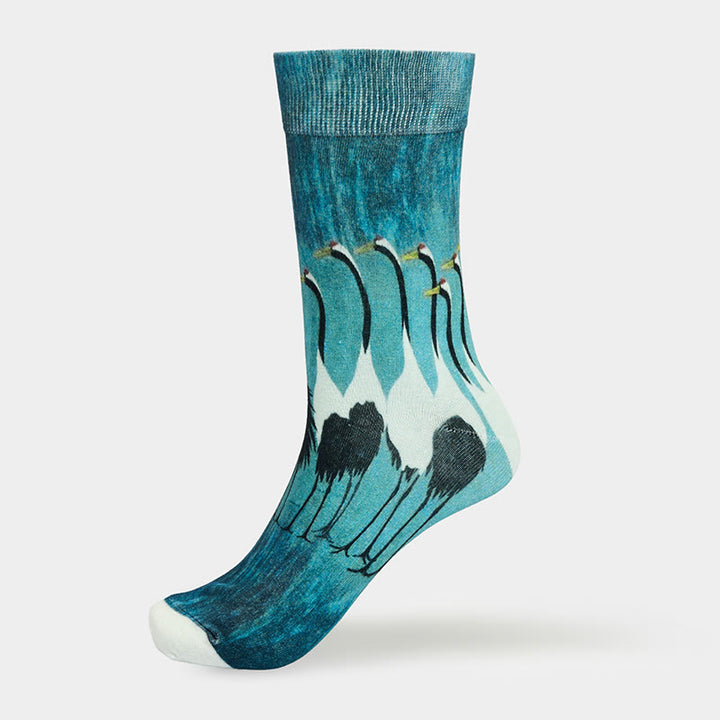Buddha Stones "Inner Calm" Casual White Crane Micro Crew Women's Socks Includes Gift Message Card - image 4
