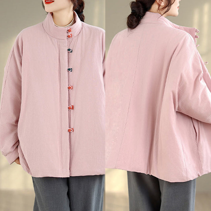 Buddha Stones Women's Winter Chinese Frog-Button Long Sleeve Cotton Thicken Jacket With Pockets - image 4