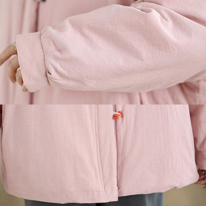 Buddha Stones Women's Winter Chinese Frog-Button Long Sleeve Cotton Thicken Jacket With Pockets - image 7