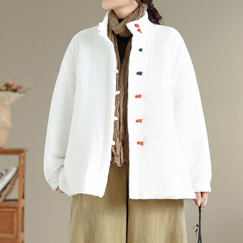 Buddha Stones Women's Winter Chinese Frog-Button Long Sleeve Cotton Thicken Jacket With Pockets - image 13